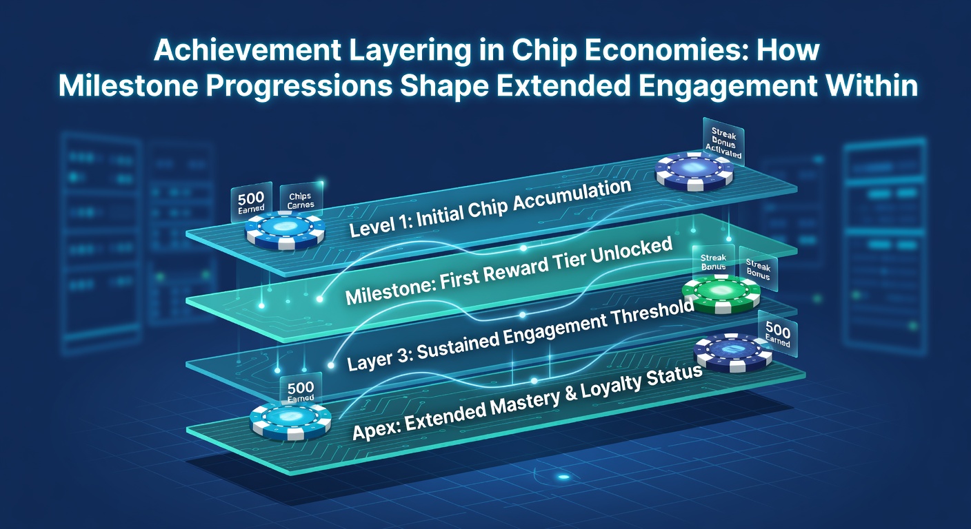 Analytics dashboard showing user progression through multiple achievement layers in a portable social casino simulation