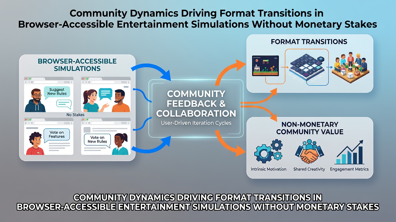 Players engaging in browser-based simulation communities discussing game formats