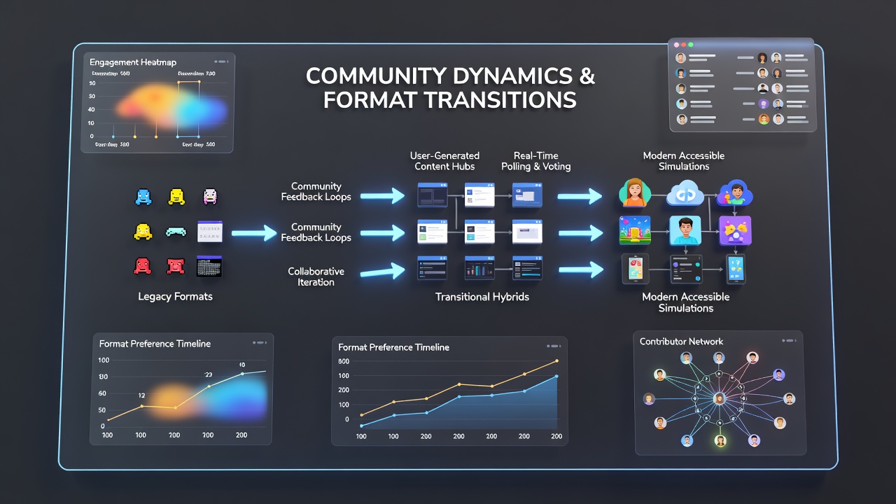 Community discussion threads showing format transition patterns in free browser simulations