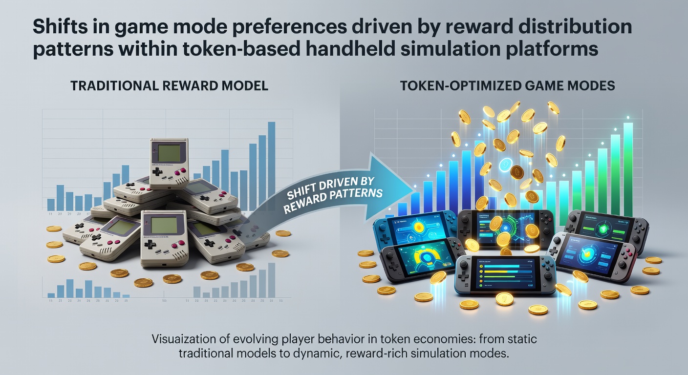 Token reward distribution patterns influencing game mode selections on handheld simulation platforms