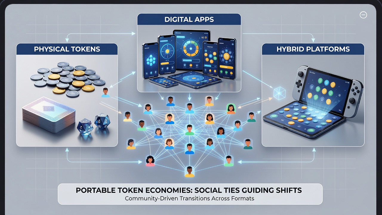 Social network features influencing game format selections in handheld token-based simulations